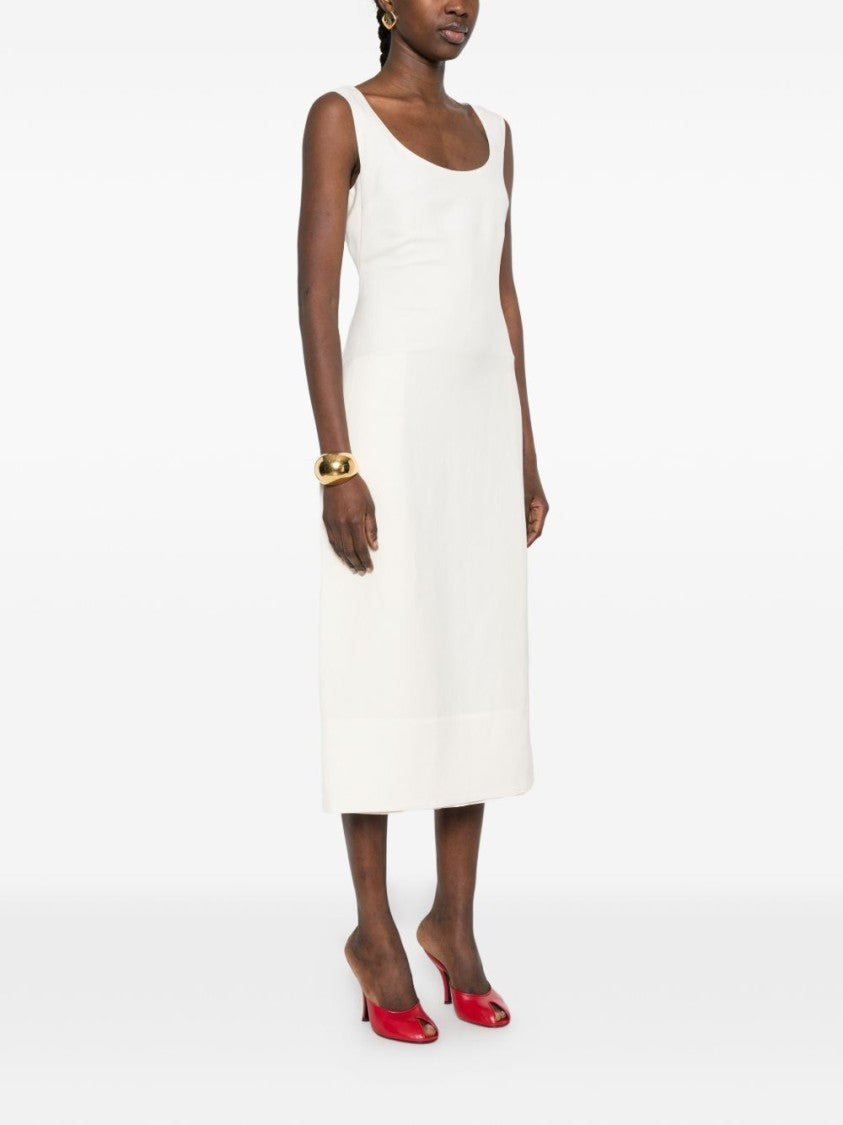 Jacquemus Beige Square Neck Sleeveless Knit Dress