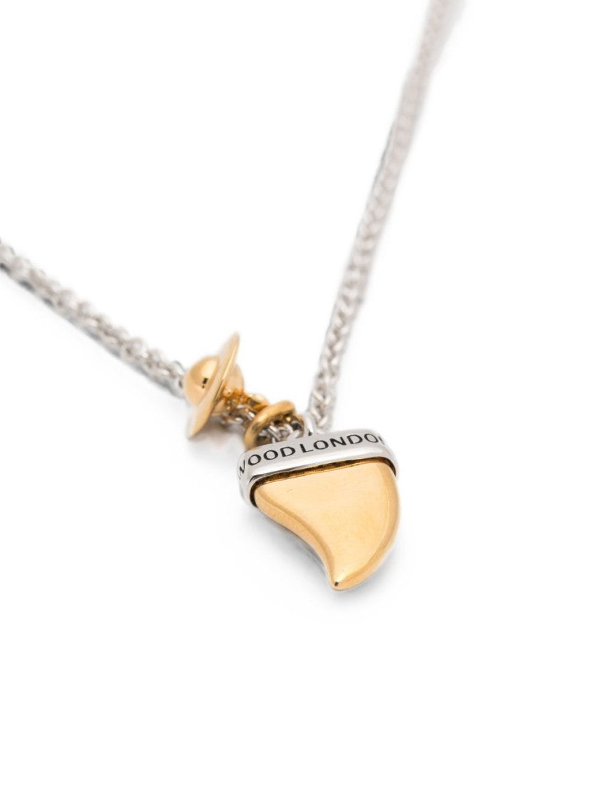 Vivienne Westwood Silver Gold Curved Band Pendant Necklace