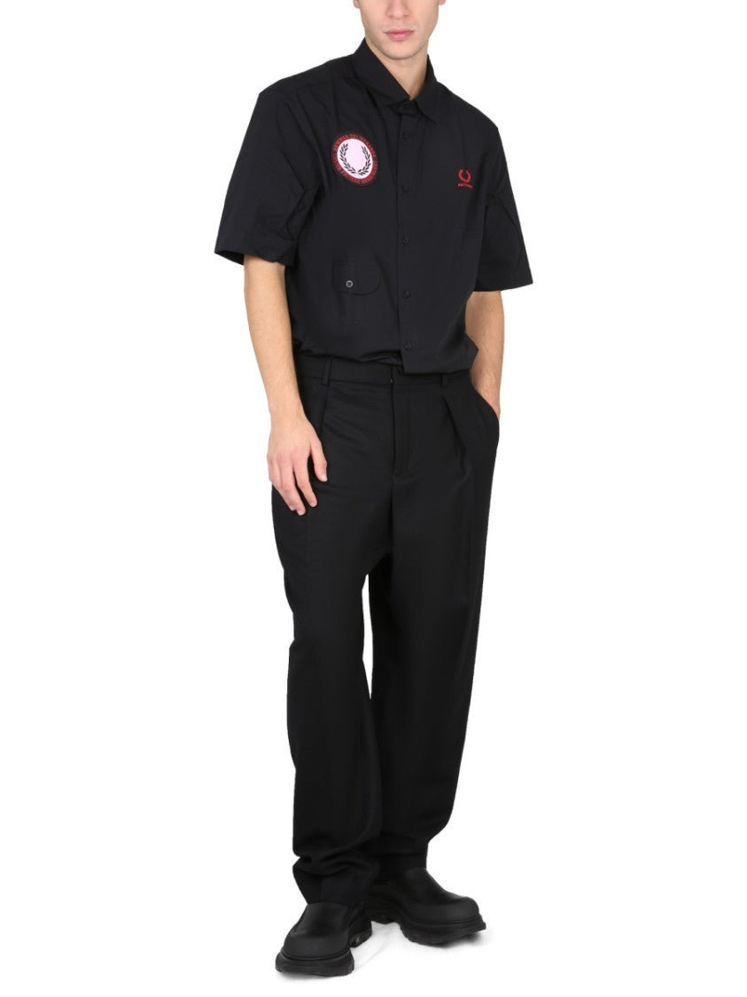 Fred Perry X Raf Simons Black Short-Sleeve Shirt With Classic Collar