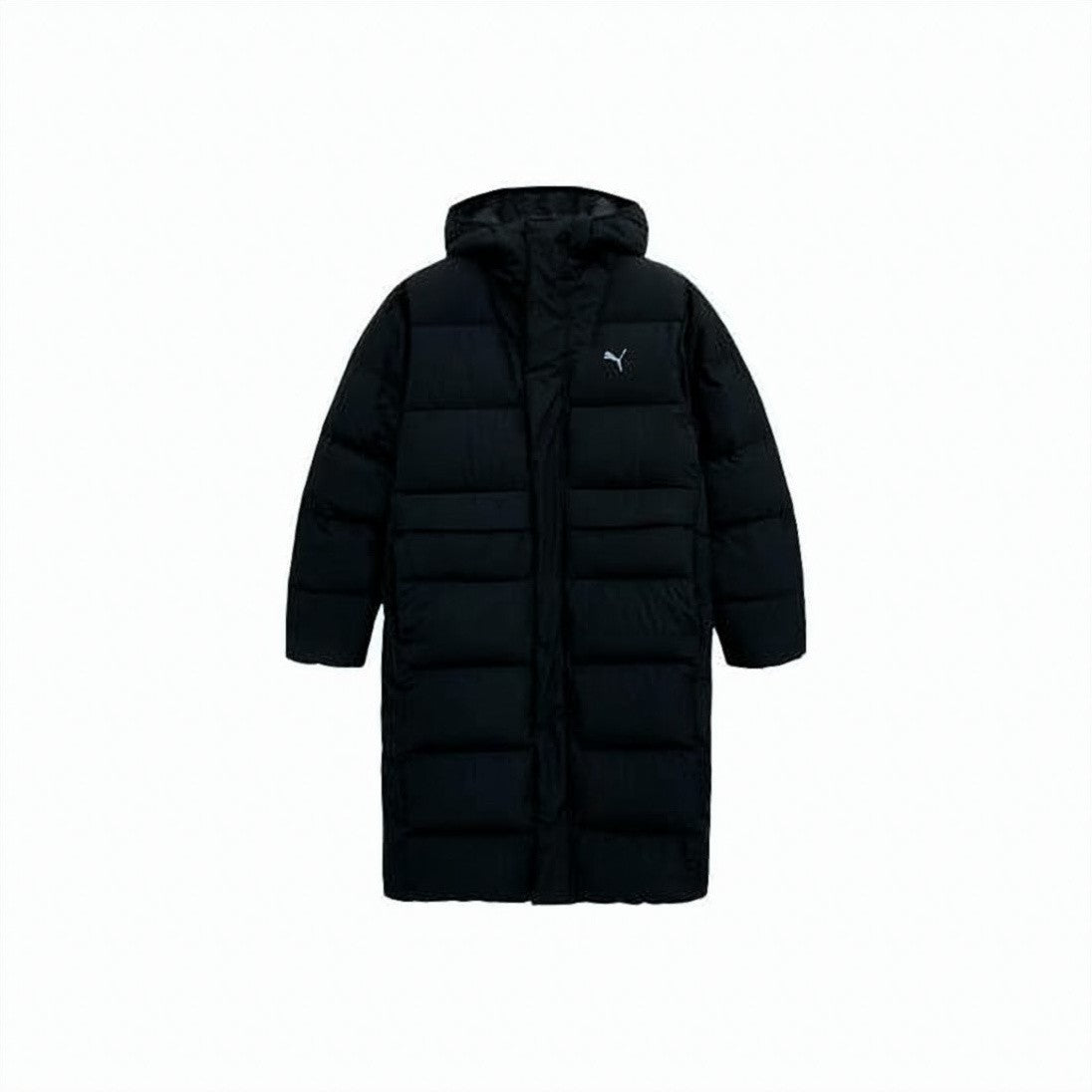 Puma Black Quilted Hooded Long Padded Coat