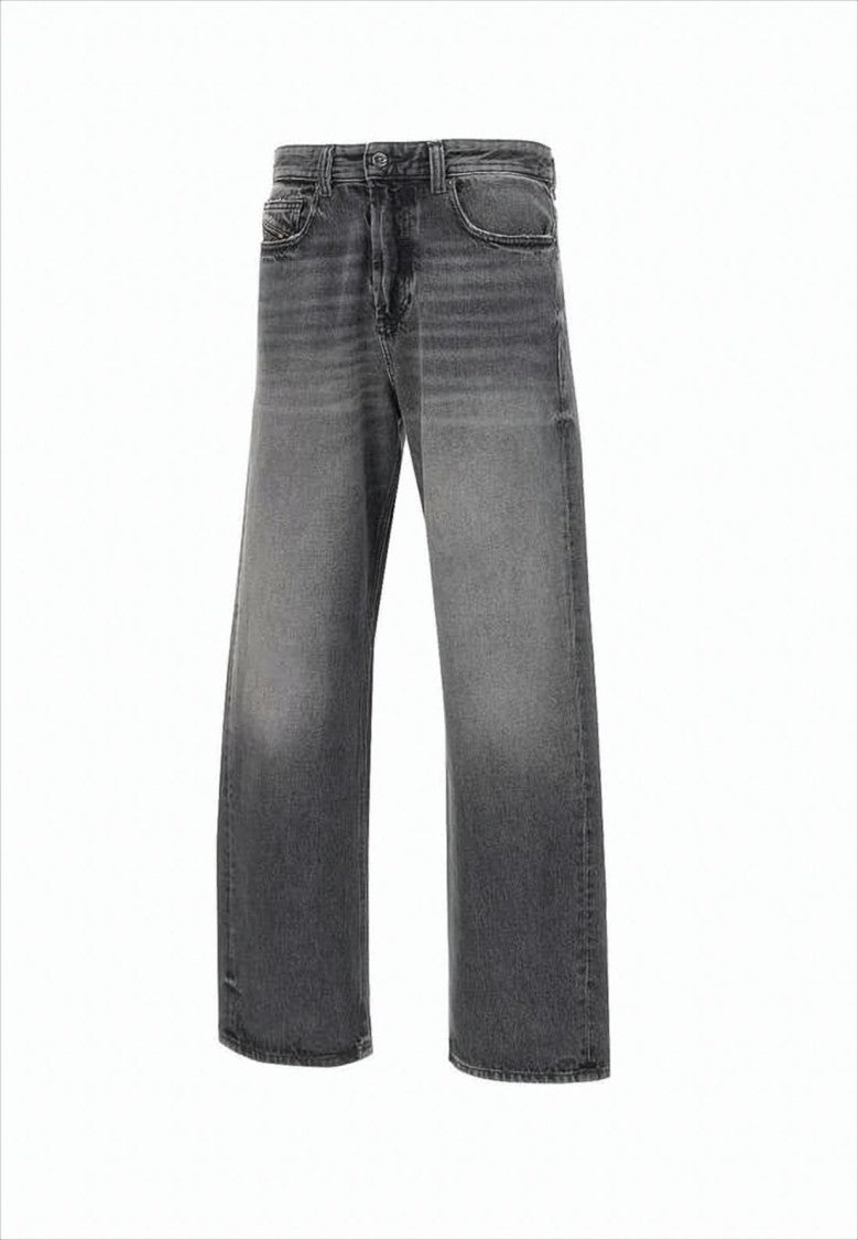 Diesel Faded Black Wide-Leg Denim Pants