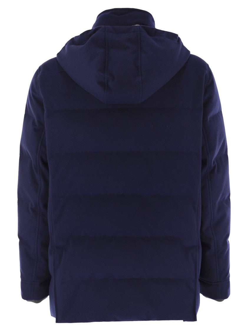 Brunello Cucinelli Wool Down Jacket With Detachable Hood