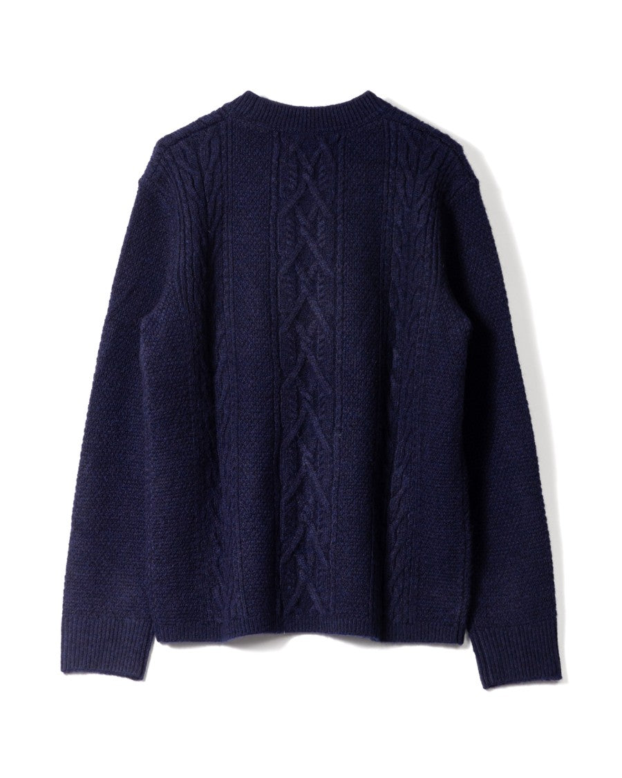 Wax London Textured Cable Knit Crewneck Sweater
