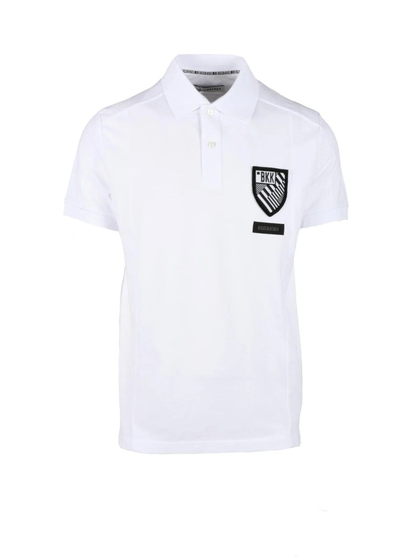 Bikkembergs White Cotton-Blend Fitted Polo Shirt