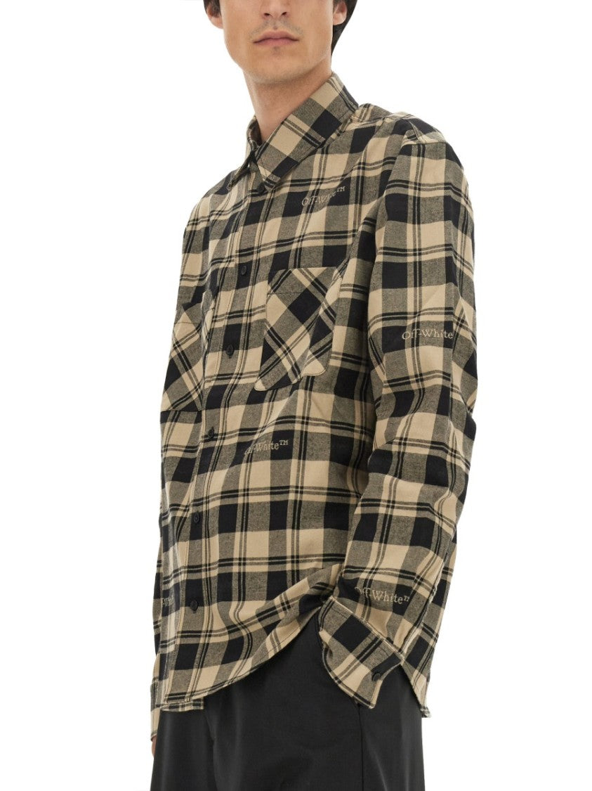 Off-White Oversized Check Print Shirt