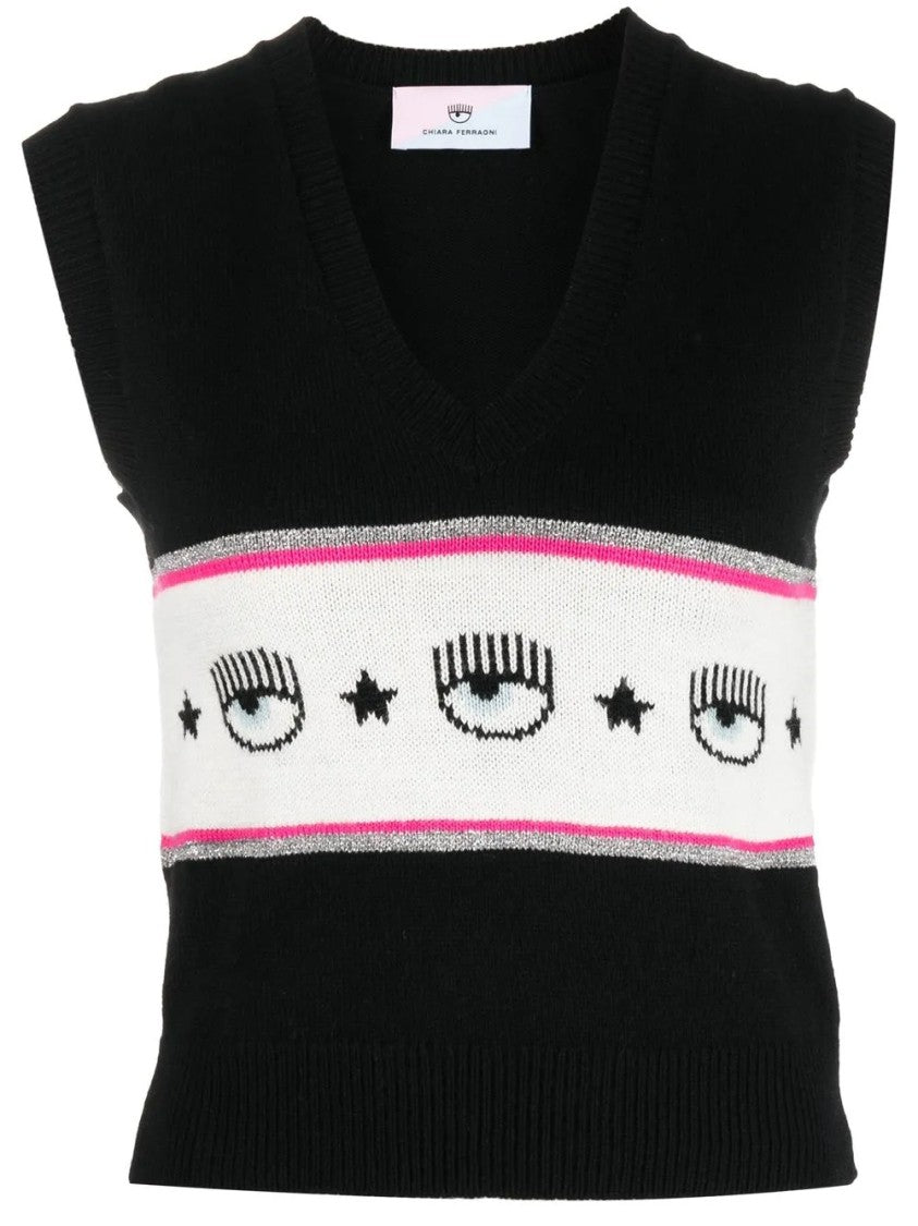 Chiara Ferragni Classic Knit Round Neck Long-Sleeve Sweater