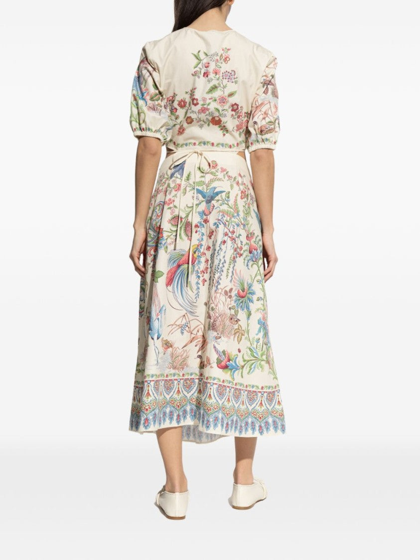 Etro Front Button Midi Dress With Floral Print