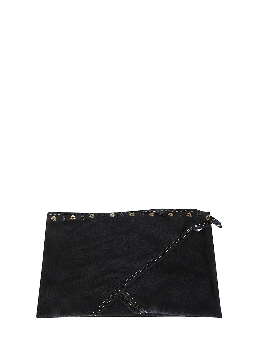 Faliero Sarti Cashmere Triangle Scarf With Bead Embellishments