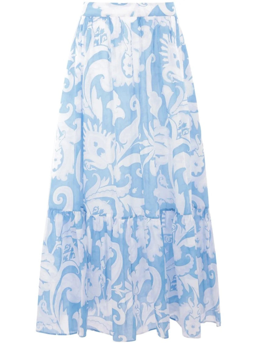 Etro Maxi Skirt With Gathered Hem And Floral Design