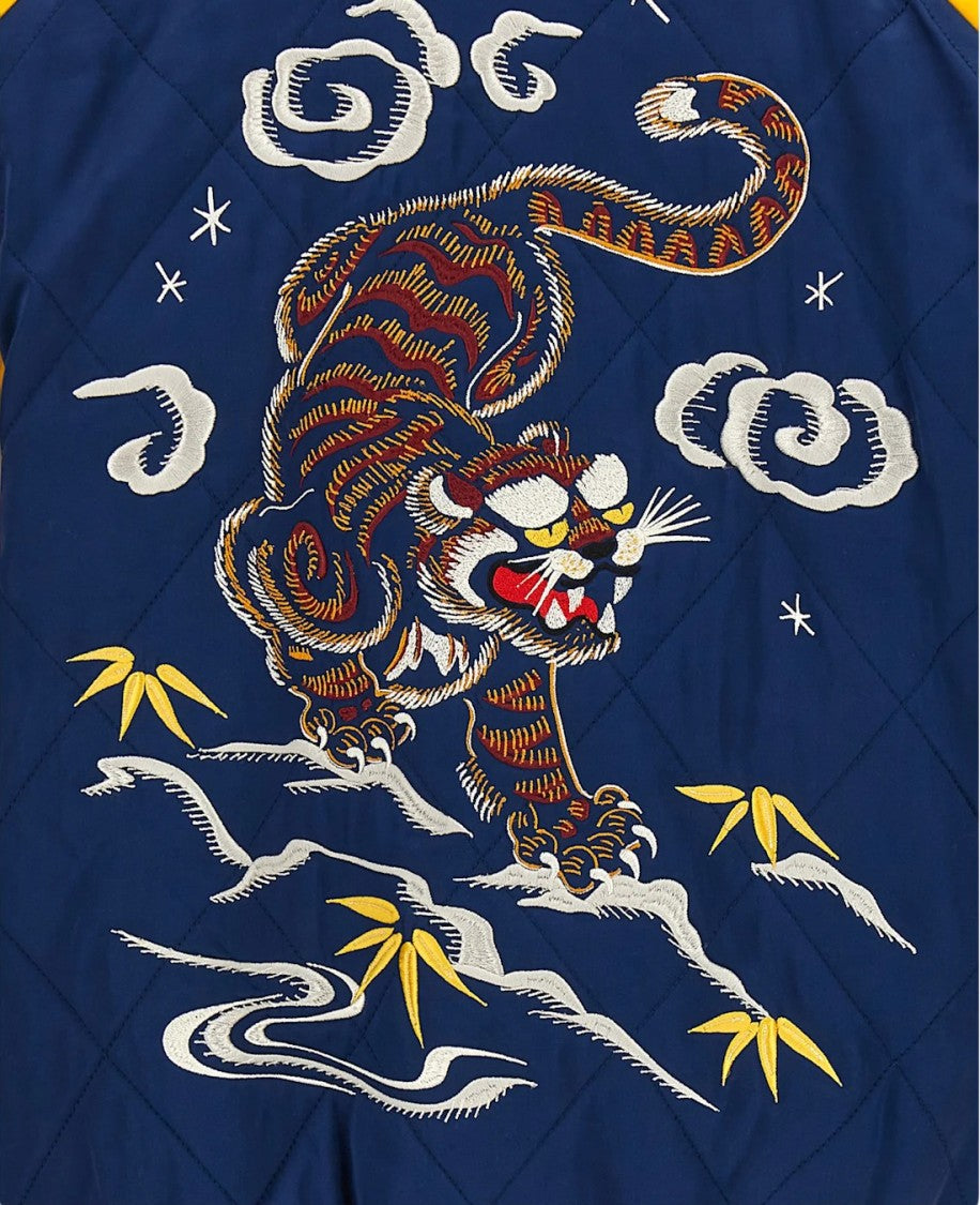 Kenzo Quilted Bomber Jacket With Embroidered Tiger Motifs