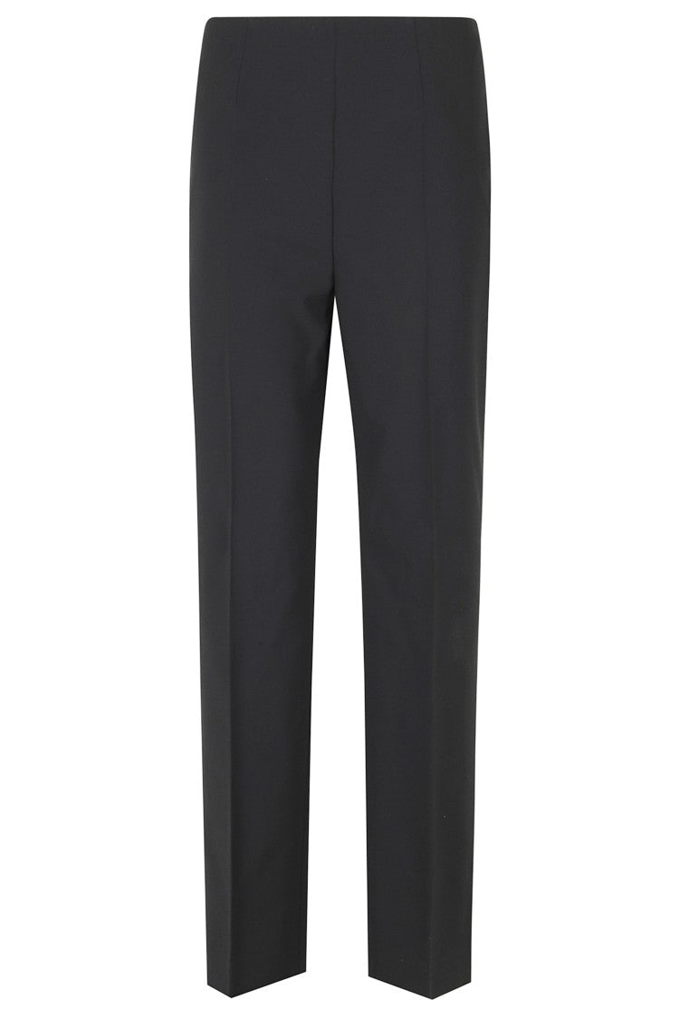 Alberta Ferretti Black Tropical Wool Back Pockets Wool-Blend Straight-Leg Pants