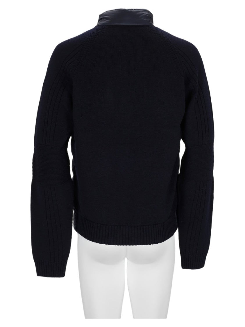 Moncler Grenoble Blue Quilted Padded Knit Sweater