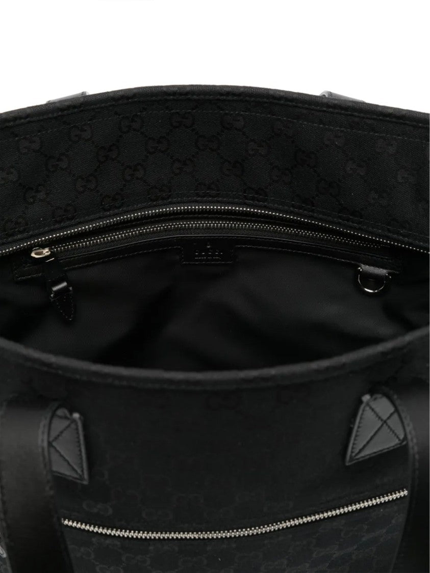 Gucci Beige Gg Canvas Web Detail Tote