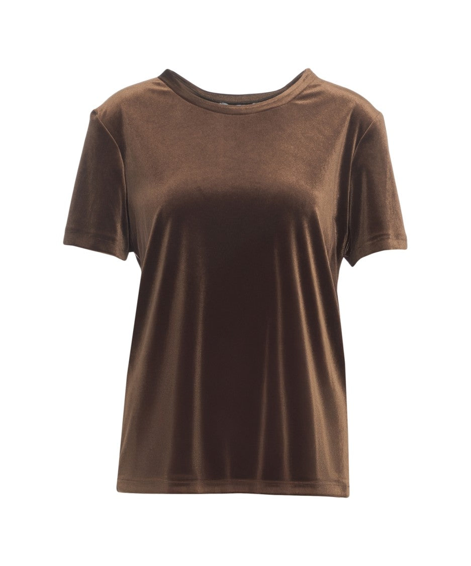 Gender Bronze Round Neck T-Shirt With Velvety Texture