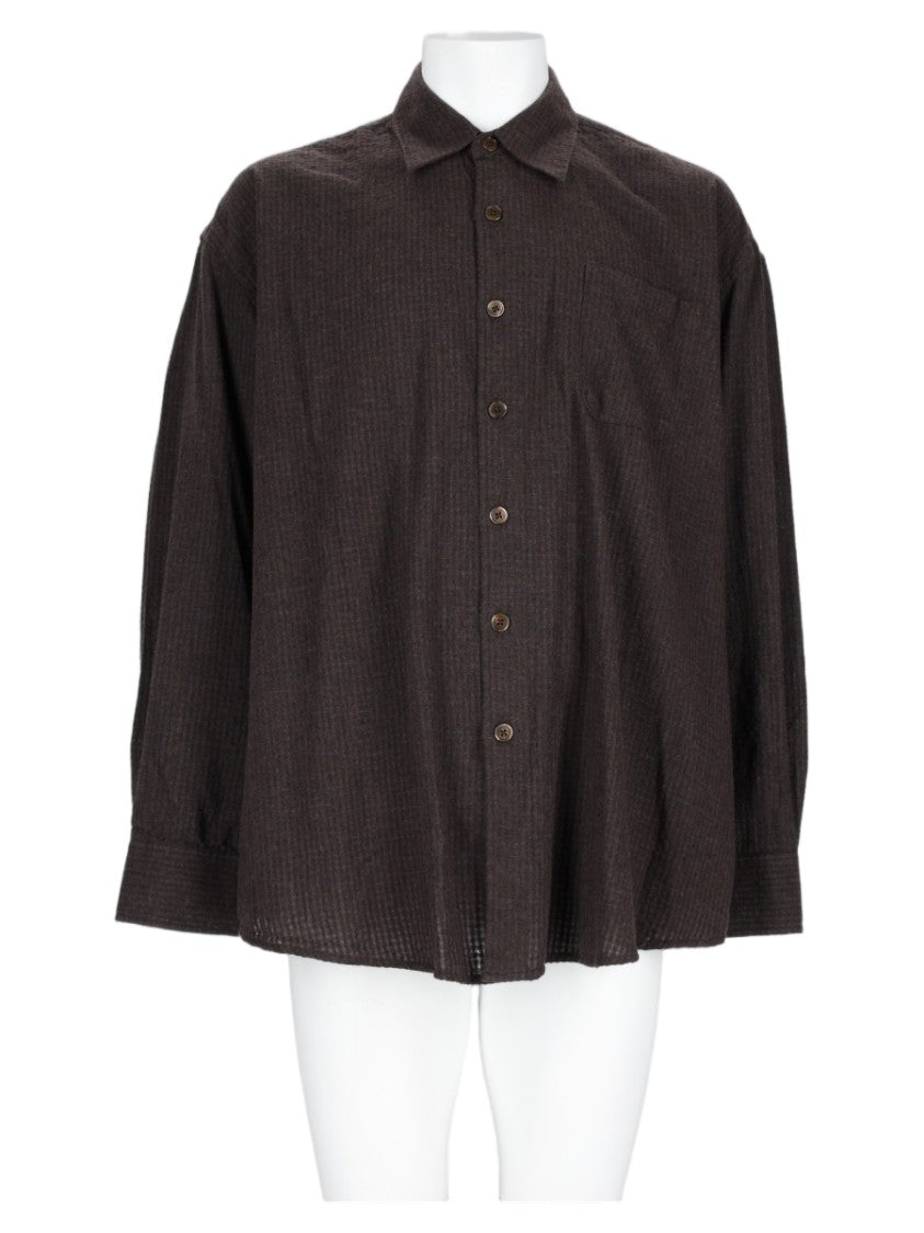 Our Legacy Brown Textured Cotton-Blend Casual Shirt