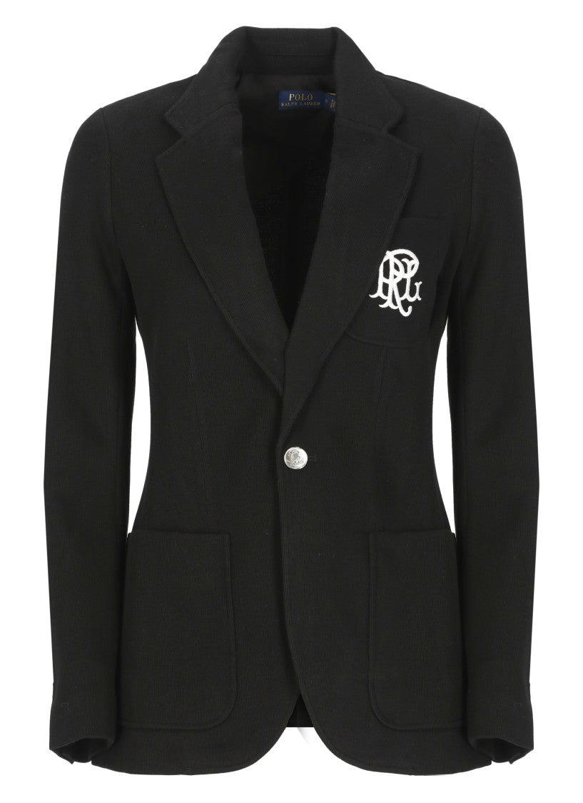 Polo Ralph Lauren Tailored Black Cotton And Viscose Blazer
