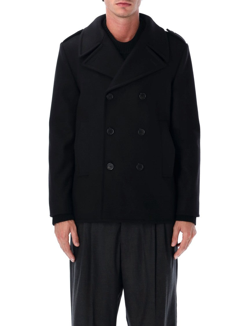 Saint Laurent Wool Peacoat With Epaulettes