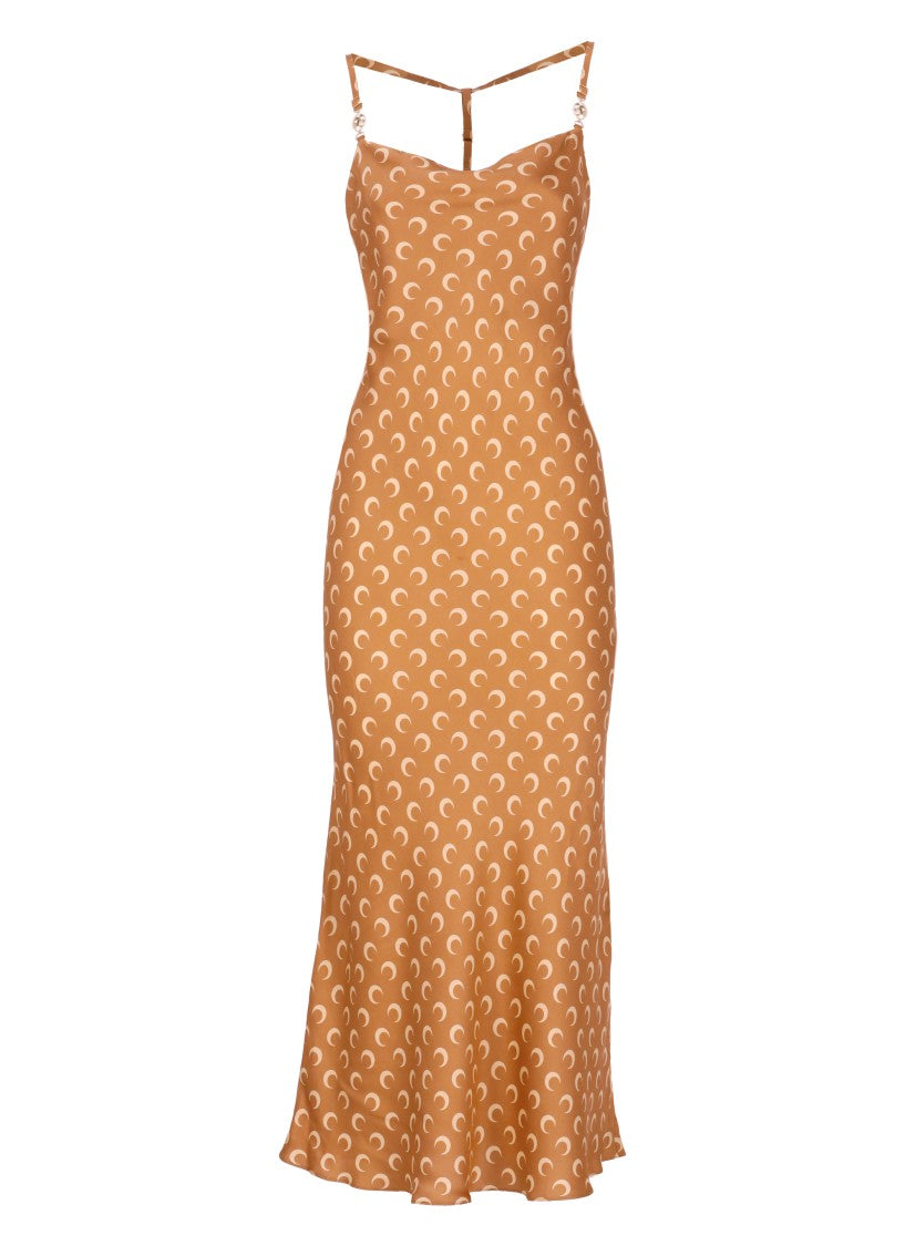 Marine Serre Brown Moon Satin Drss