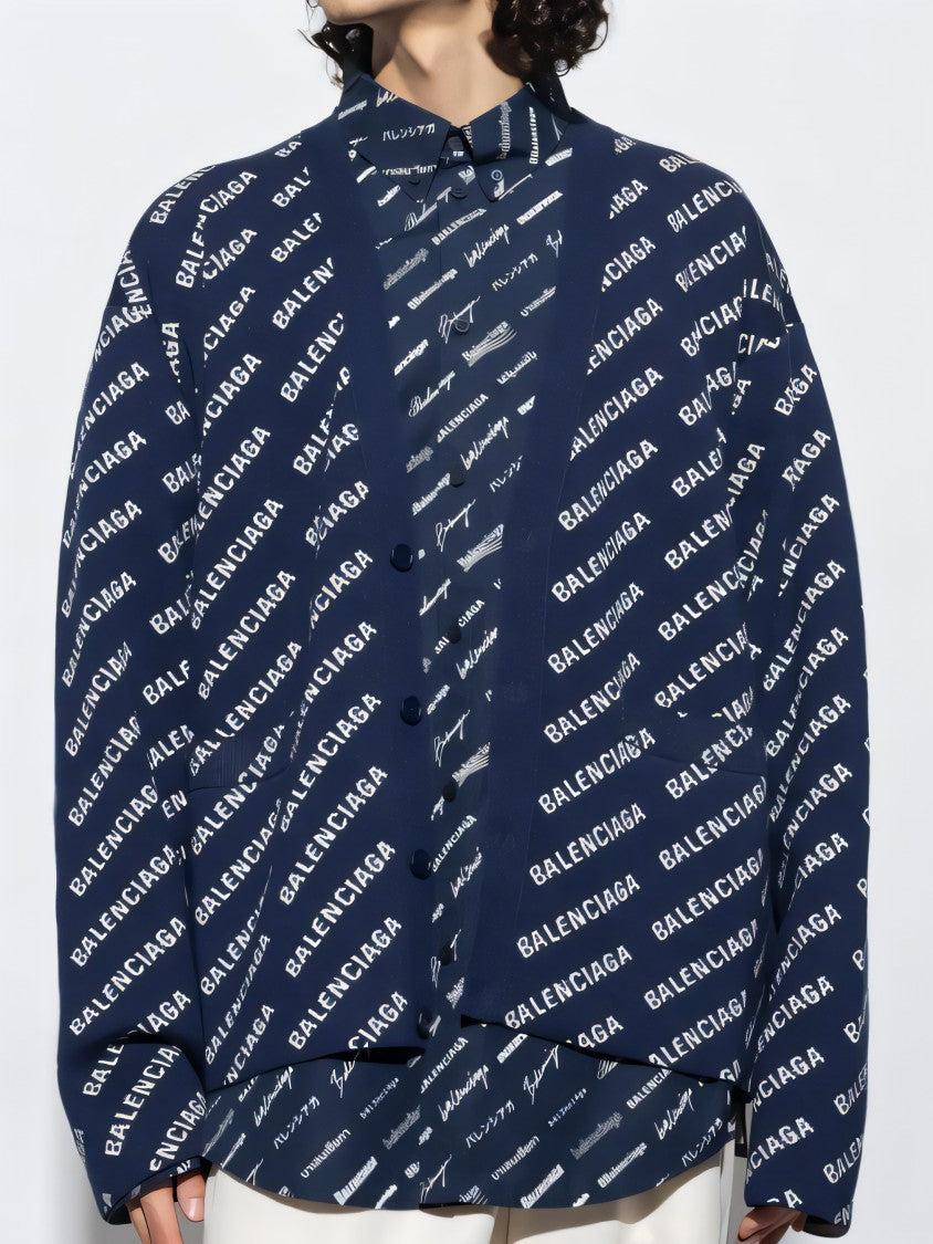 Balenciaga Relaxed-Fit Cardigan With Bold Logo Print