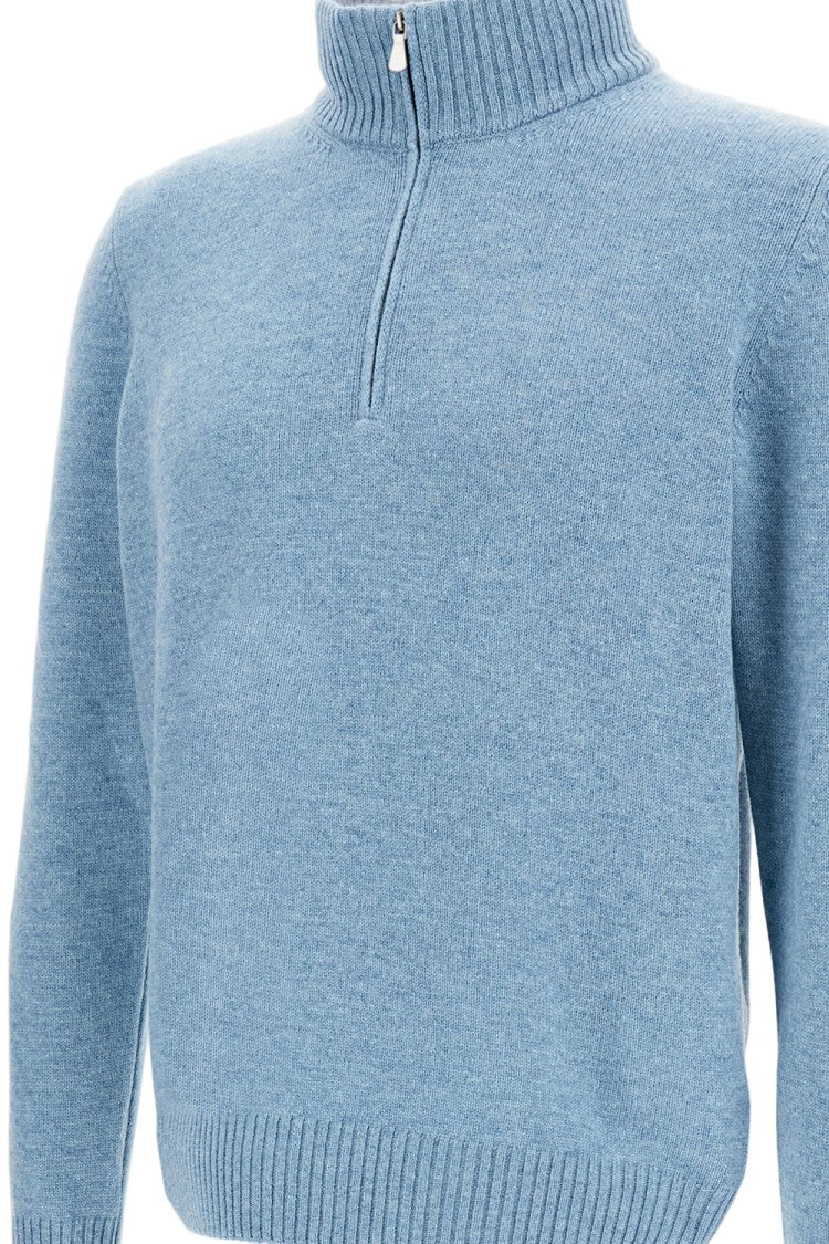 Gran Sasso Smooth Fine-Knit Clear Blue Sweater