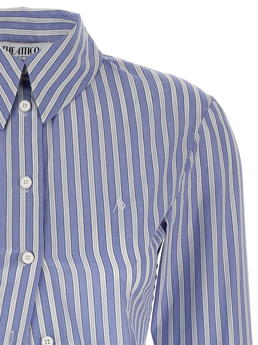 The Attico Striped Cotton Shirt With Classic Collar