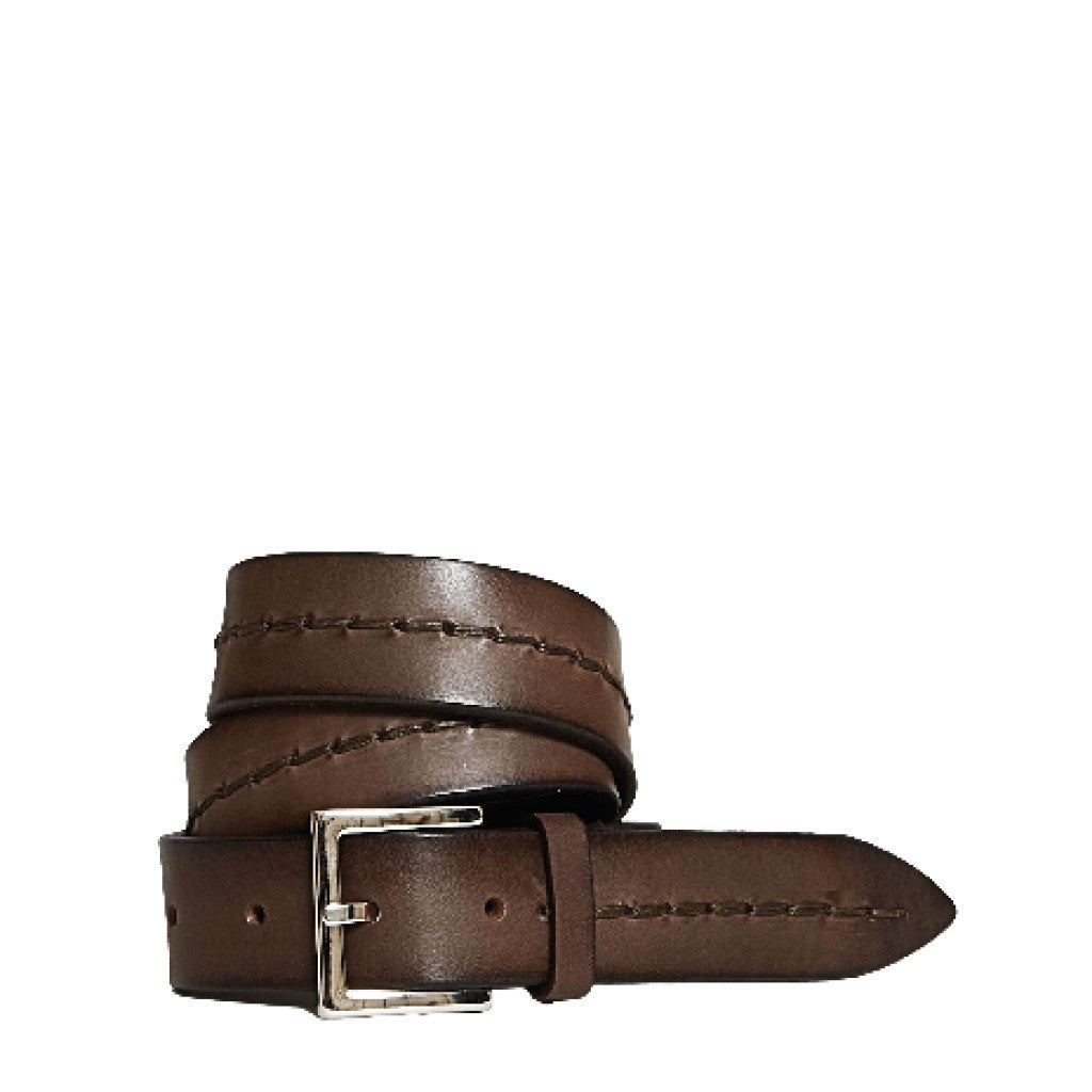 Orciani Ebony Leather Belt With Intricate Stitching