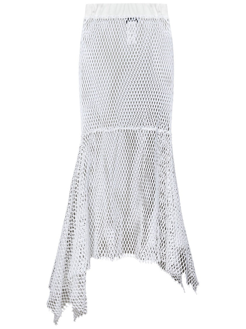 Msgm Asymmetric White Cotton Knit Skirt