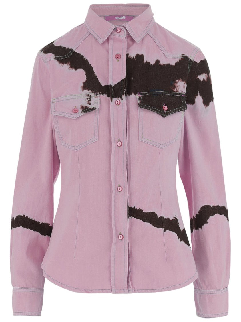Don't @ Me Tie-Dye Cotton Shirt With Classic Collar