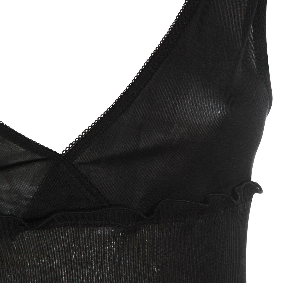 Saint Laurent Black Silk Top With Deep V Neckline And Gold-Tone Logo Patch