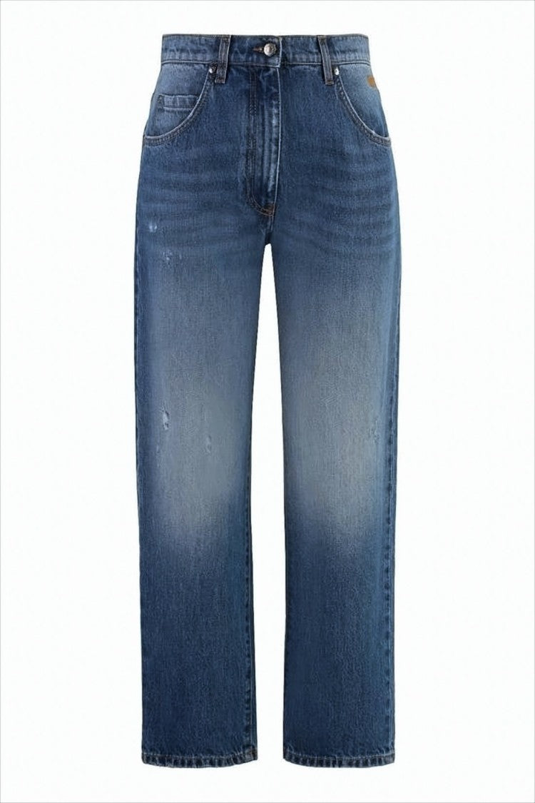 Msgm Mid-Blue Denim Pants With Five-Pocket Design