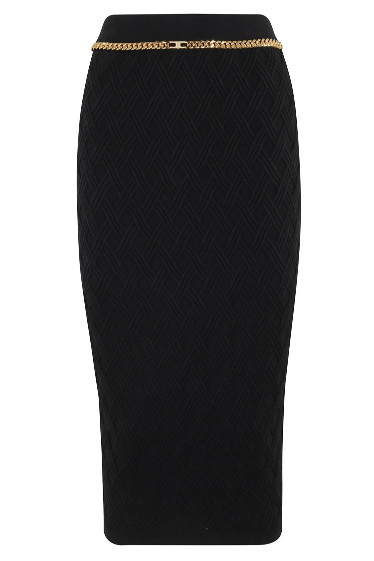 Elisabetta Franchi Fitted Knit Midi Skirt