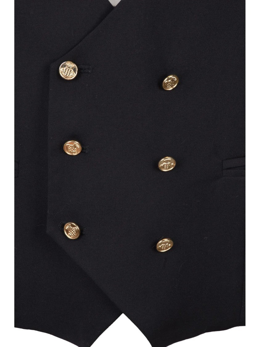 Daniele Alessandrini Tailored Double-Breasted Vest With Deep V-Neckline