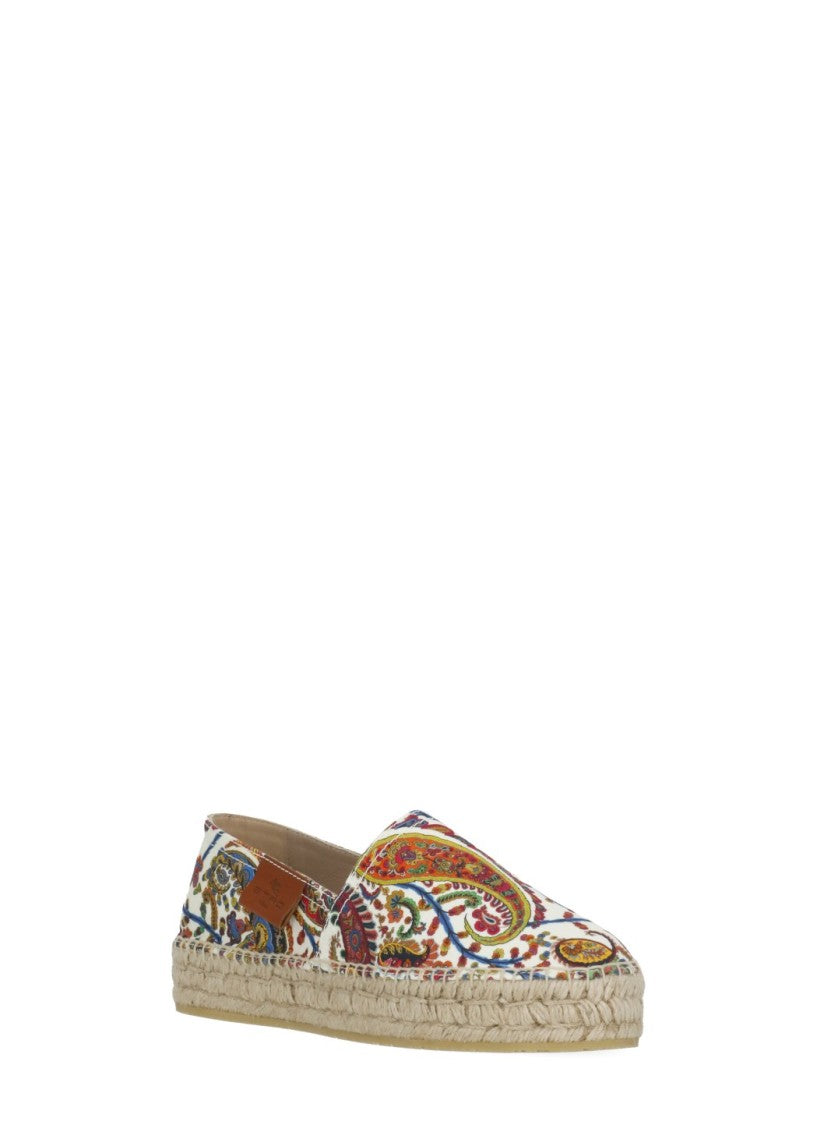Etro Ivory Printed Gabardine Paisley Espadrilles