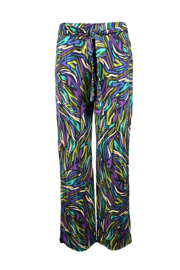 Think Abstract Pattern Trousers With Drawstring Waist And Cropped Cut