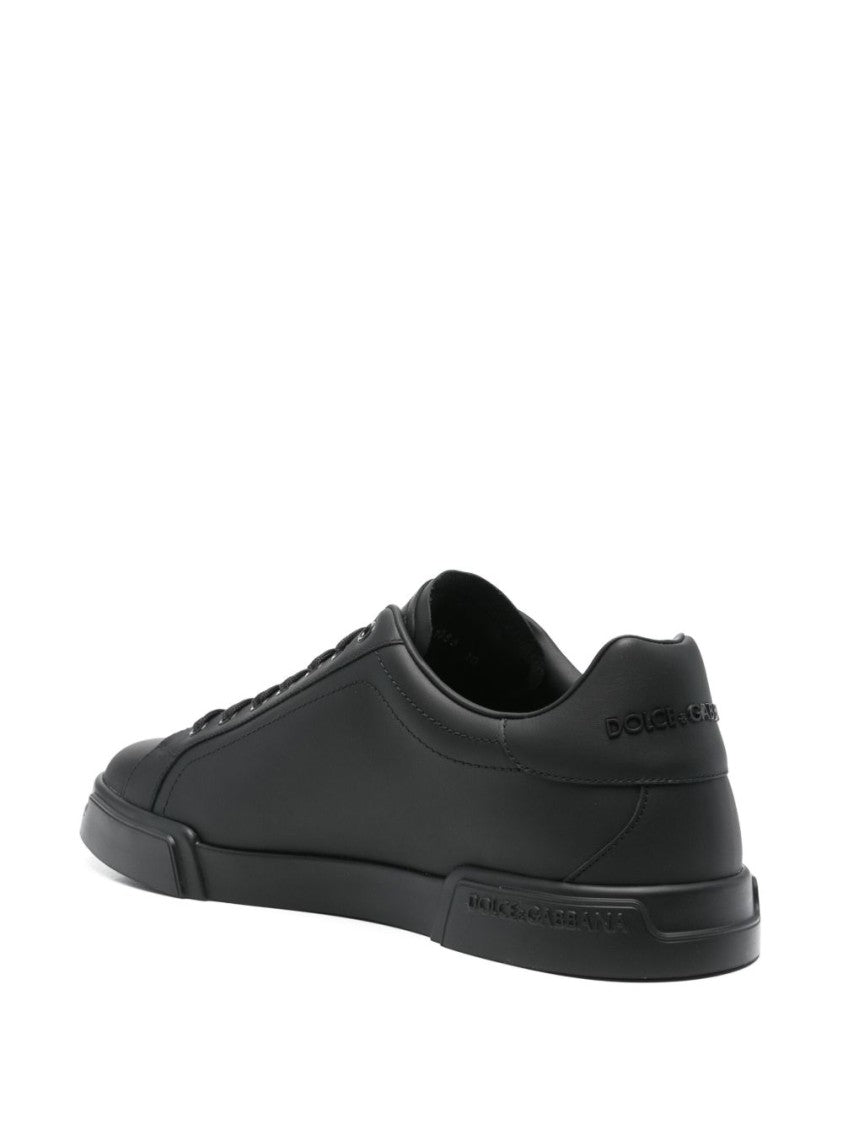 Dolce & Gabbana Round Toe Lace-Up Leather Sneakers