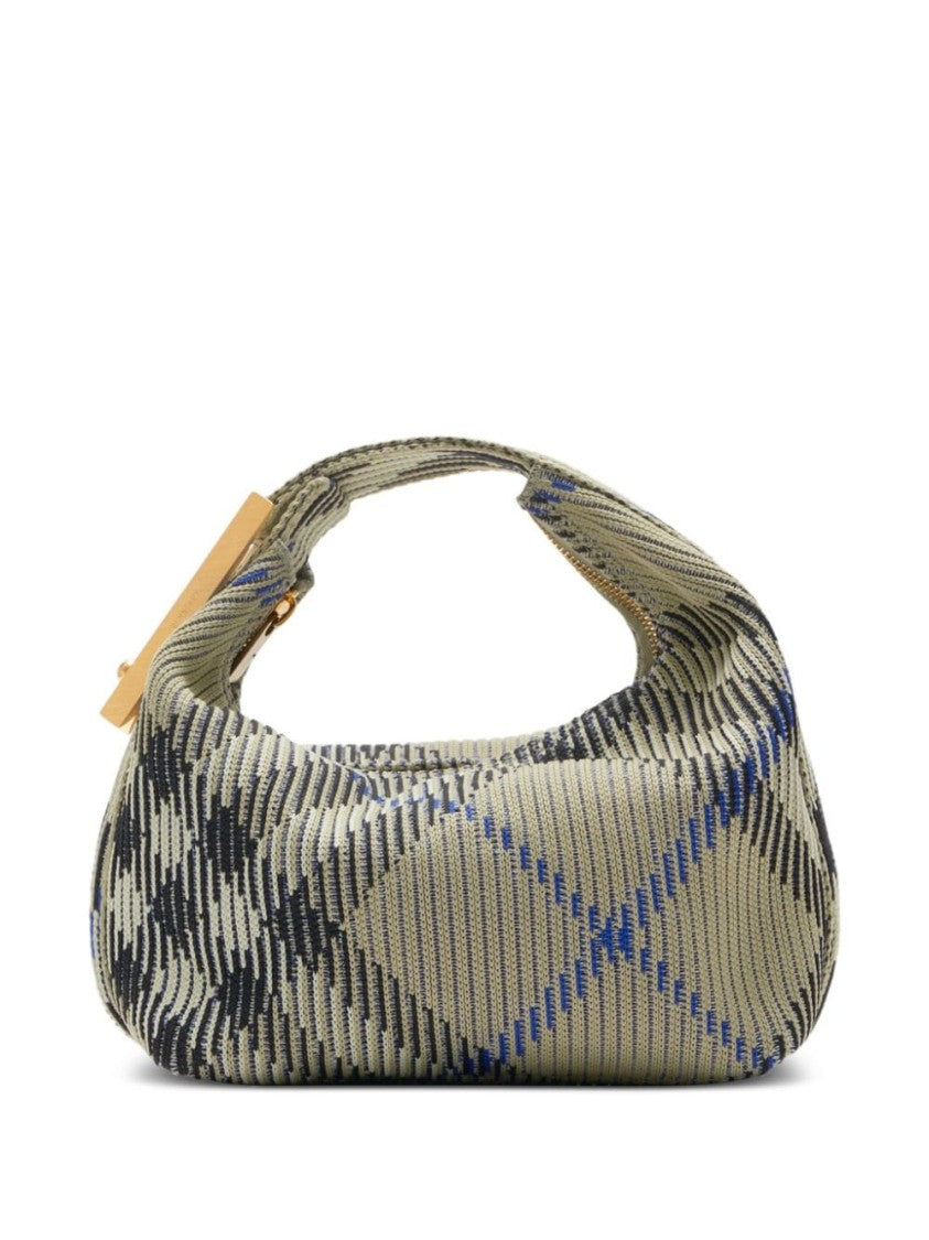 Burberry Textured Plaid Bag With Gold-Tone Clasp
