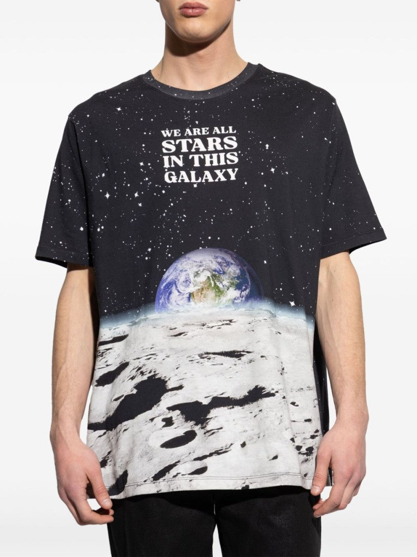 Balmain Black Space Graphic Cotton T-Shirt