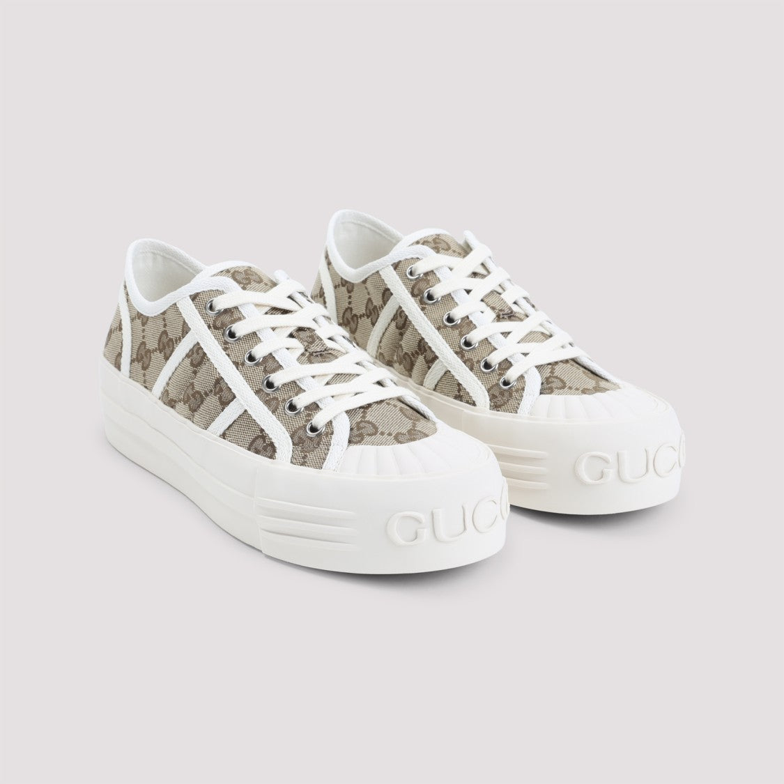 Gucci Monogram Canvas Low-Top Sneakers With Platform Sole