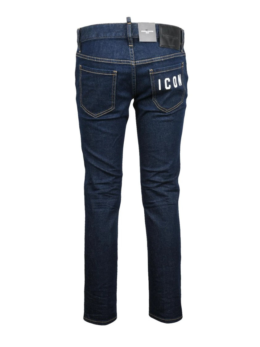 Dsquared2 Blue Close-Fitting Cropped Stretch Cotton Jeans