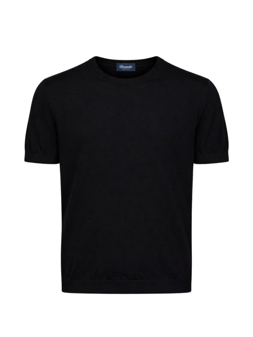 Drumohr Black Fitted Ribbed Sweater