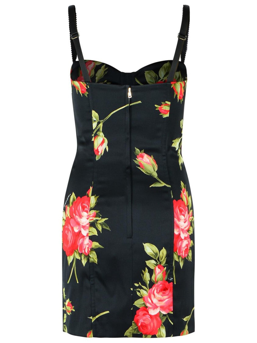 Dolce & Gabbana 'Bouquet Rose' Dress In Black Viscose Blend