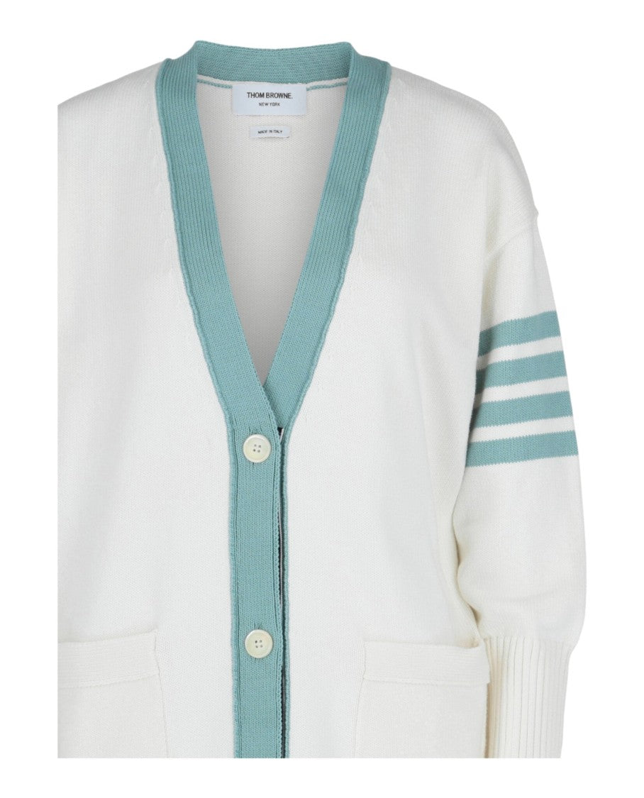 Thom Browne Cotton 4-Bar Oversized V-Neck Cardigan
