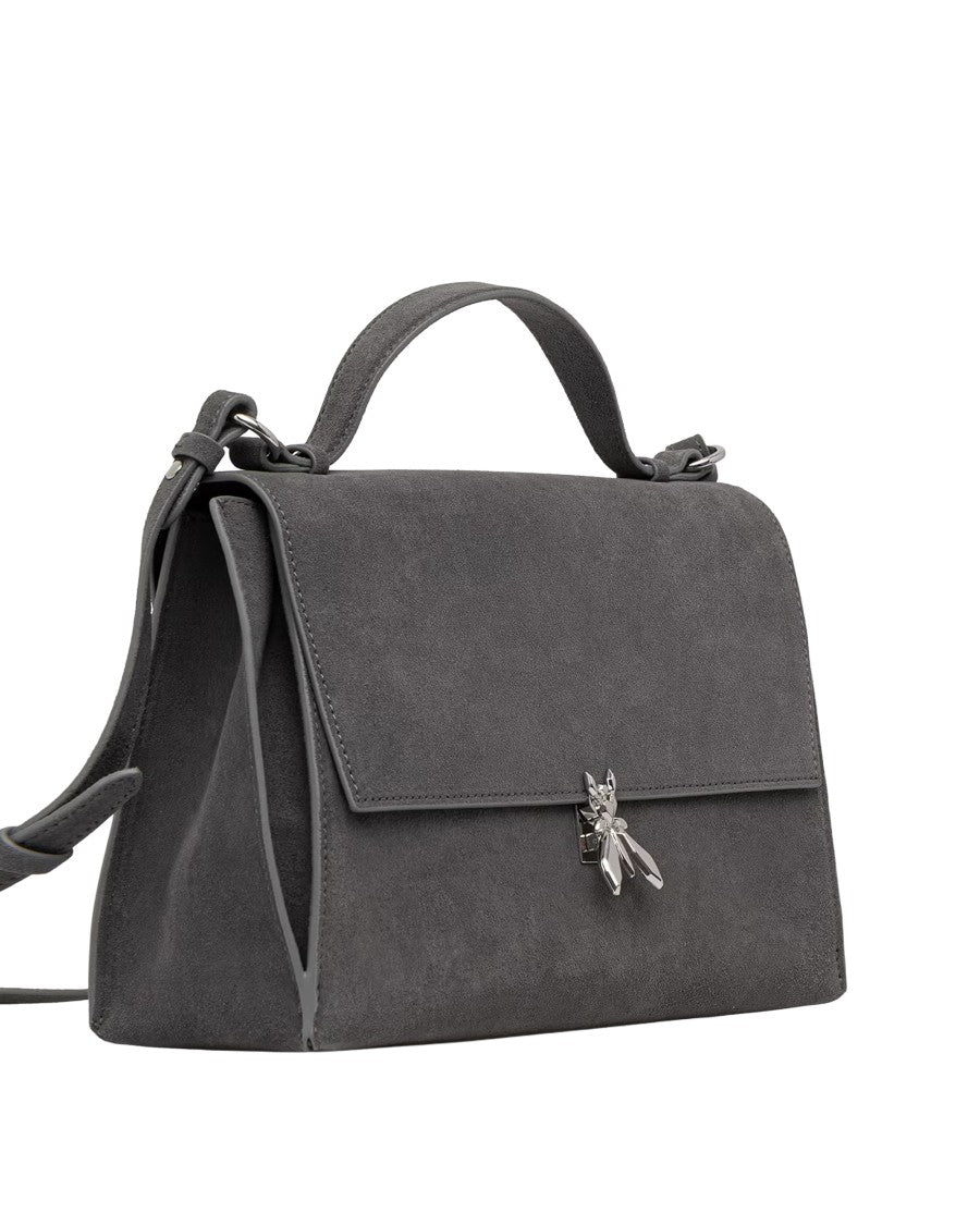 Patrizia Pepe Grey Suede Box Crossbody Bag
