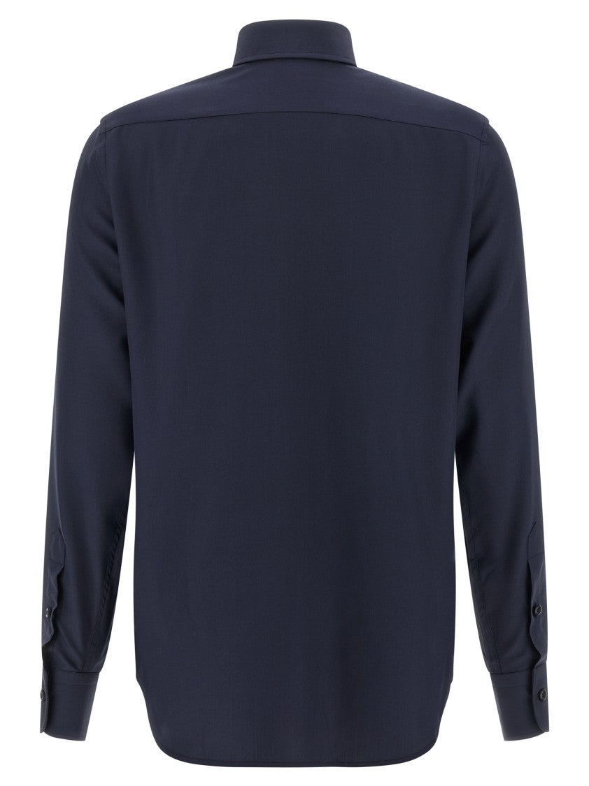 Brioni Silk Shirt With Pointed Collar And Cuffed Sleeves