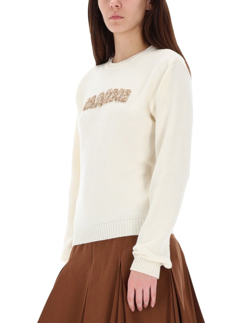 Marni Jersey Sweater With Textured Logo Detail