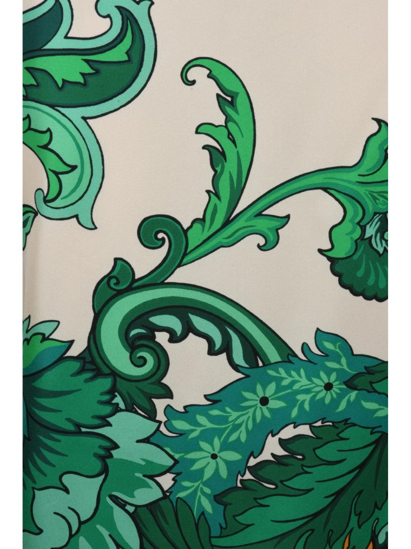 Etro White Floral Pattern Fluid Silk Midi Skirt