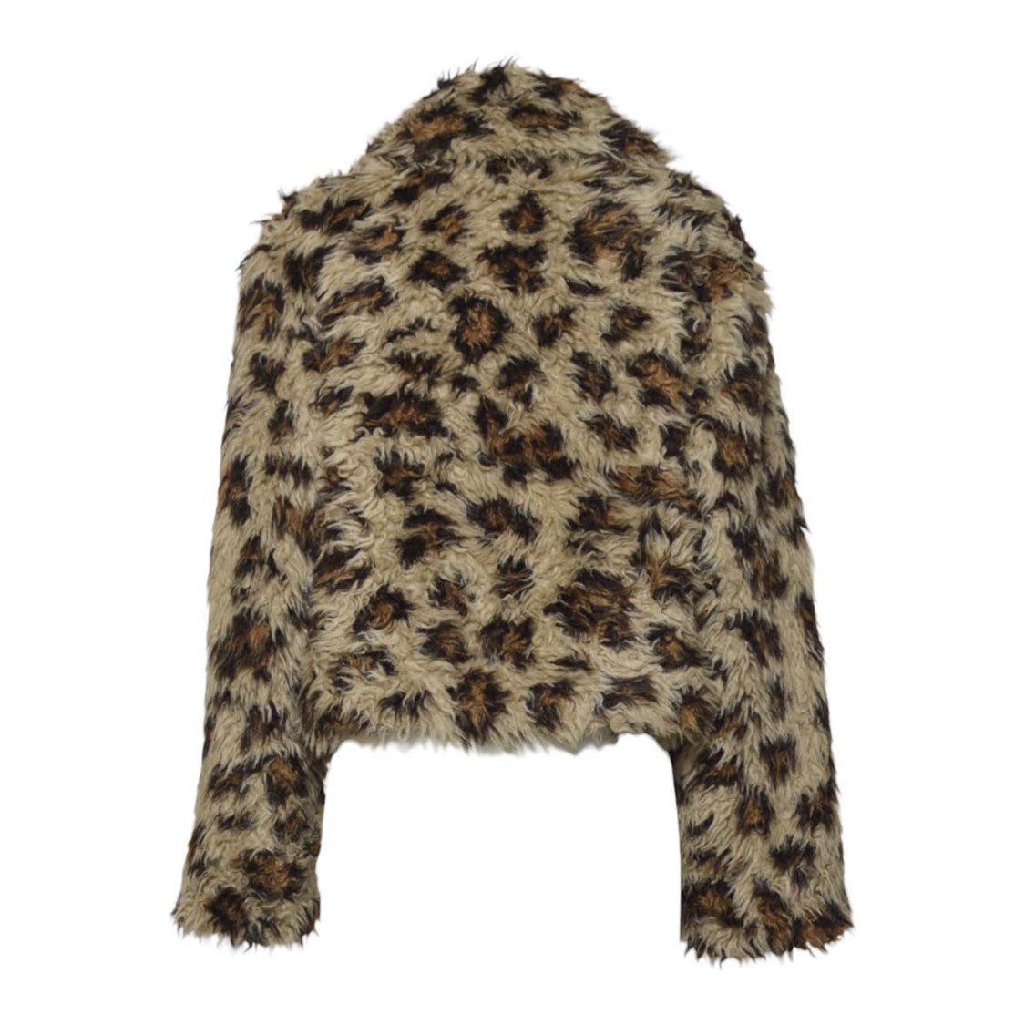 Msgm Leopard Print Faux Fur Coat With Wide Collar