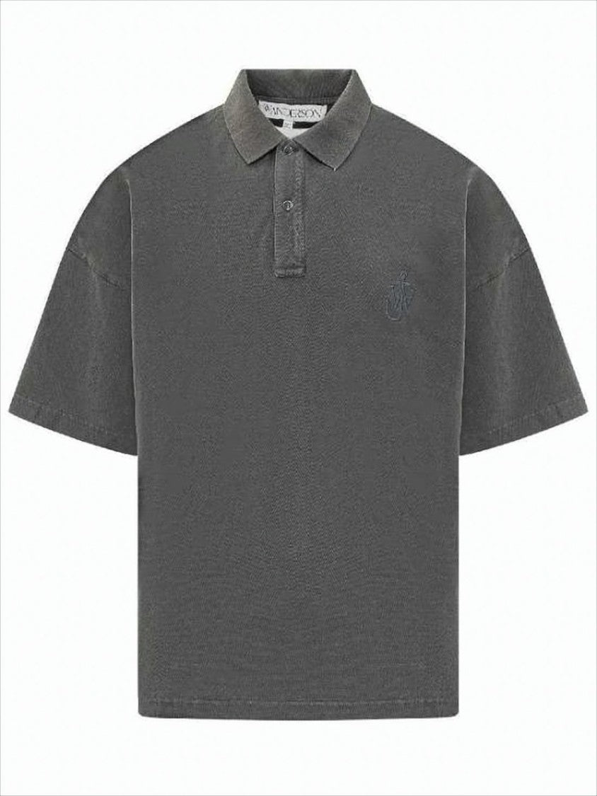 J. W. Anderson Relaxed Fit Short Sleeve Polo Shirt With Textured Finish