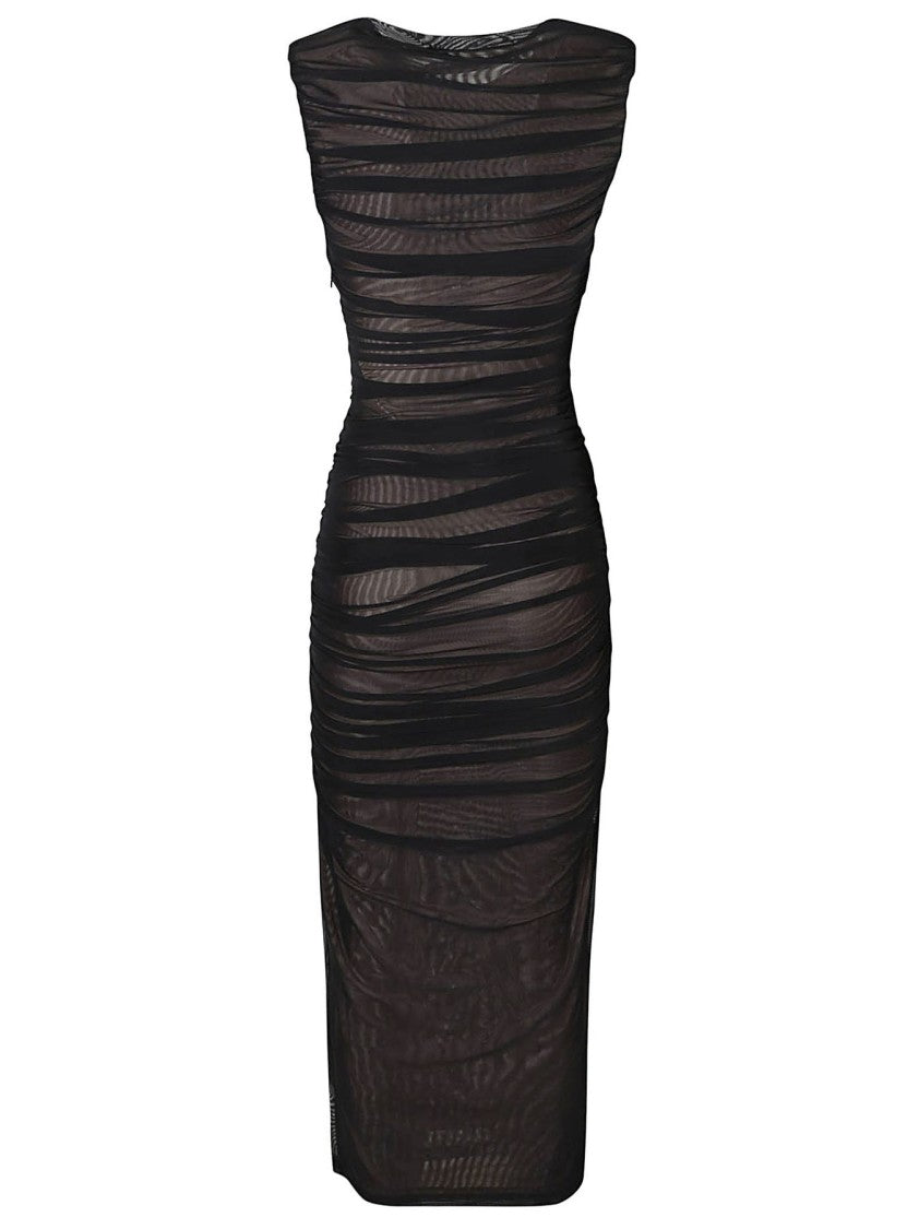 Misha Form-Fitting Midi Dress With Horizontal Ruched Detailing
