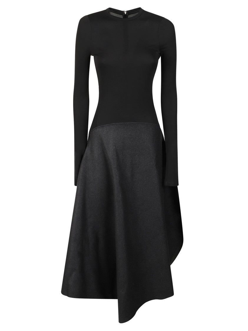 Victoria Beckham Flared Midi Dress With Draped Skirt